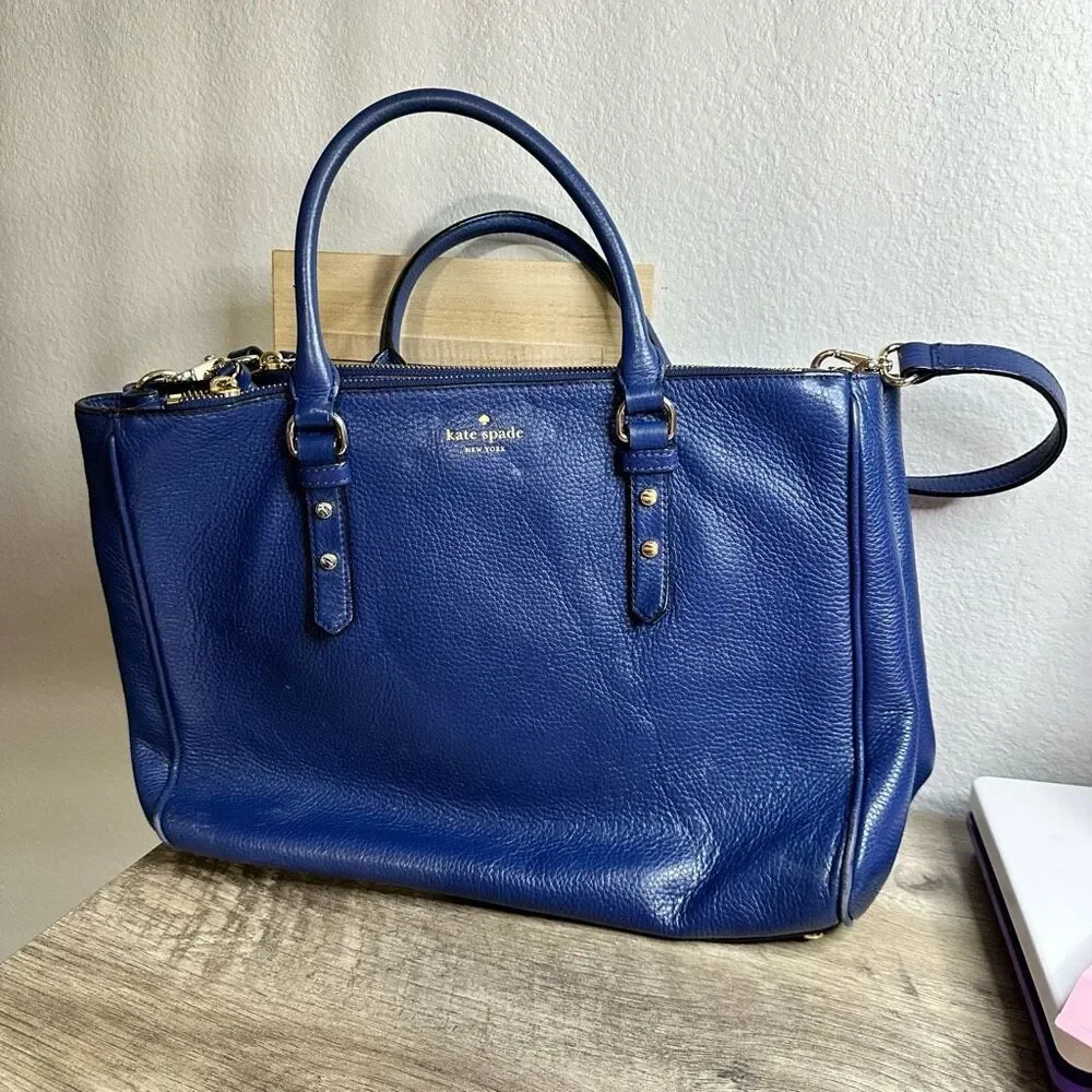 Kate Spade Women’s Blue Mulberry Street Pebbled Leather Bag